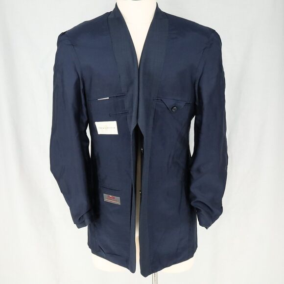 John W Nordstrom Sport Coat Mens 44R Blue Plaid Jacket Wool Reda Super 120s - Picture 13 of 16